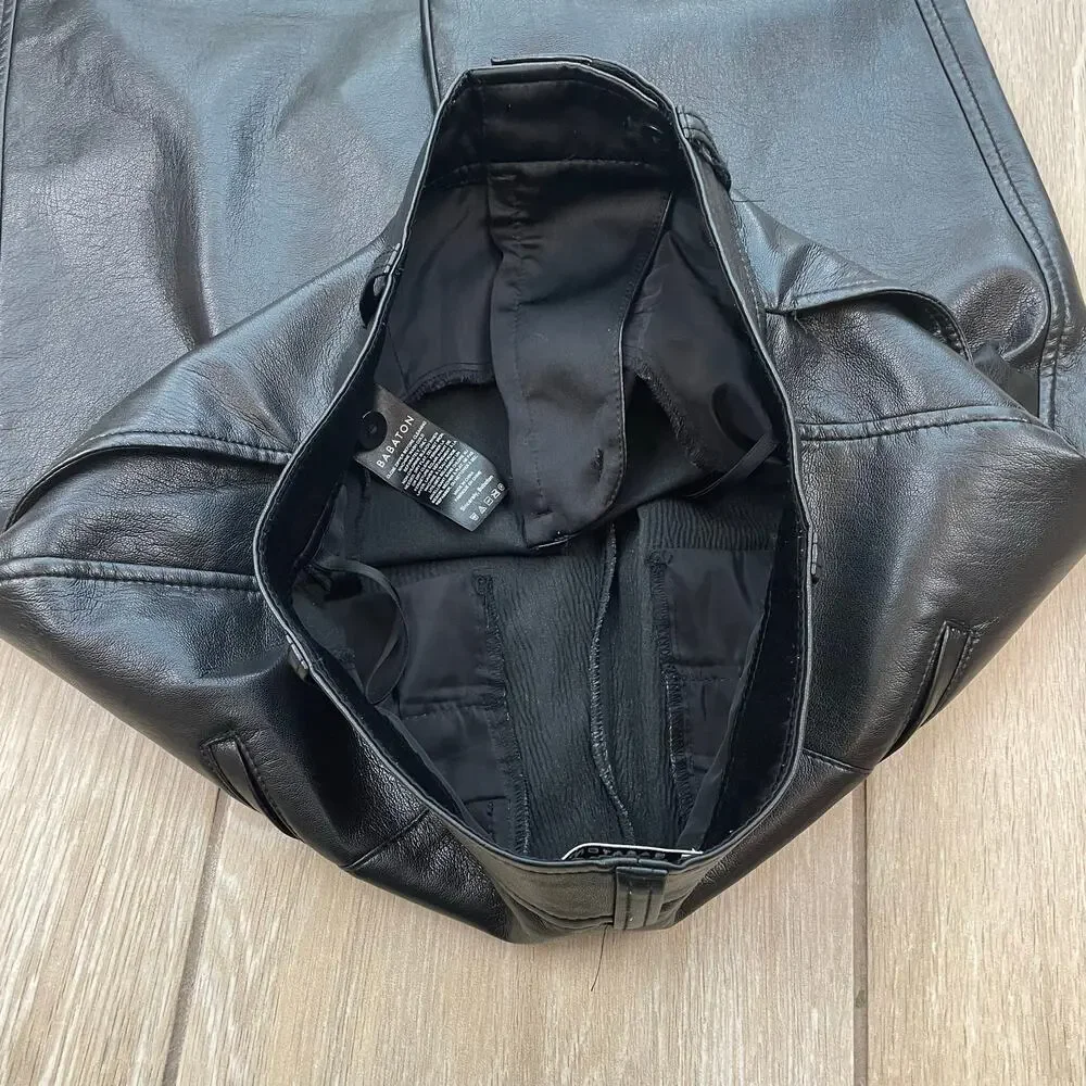 Babaton Command Vegan Leather Pants Womens 6 Black High Rise Straight Leg